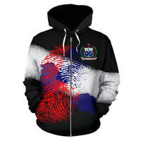 Samoa Zip up Hoodie Samoa Flag With Fingerprint Design K13 - Polynesian Pride