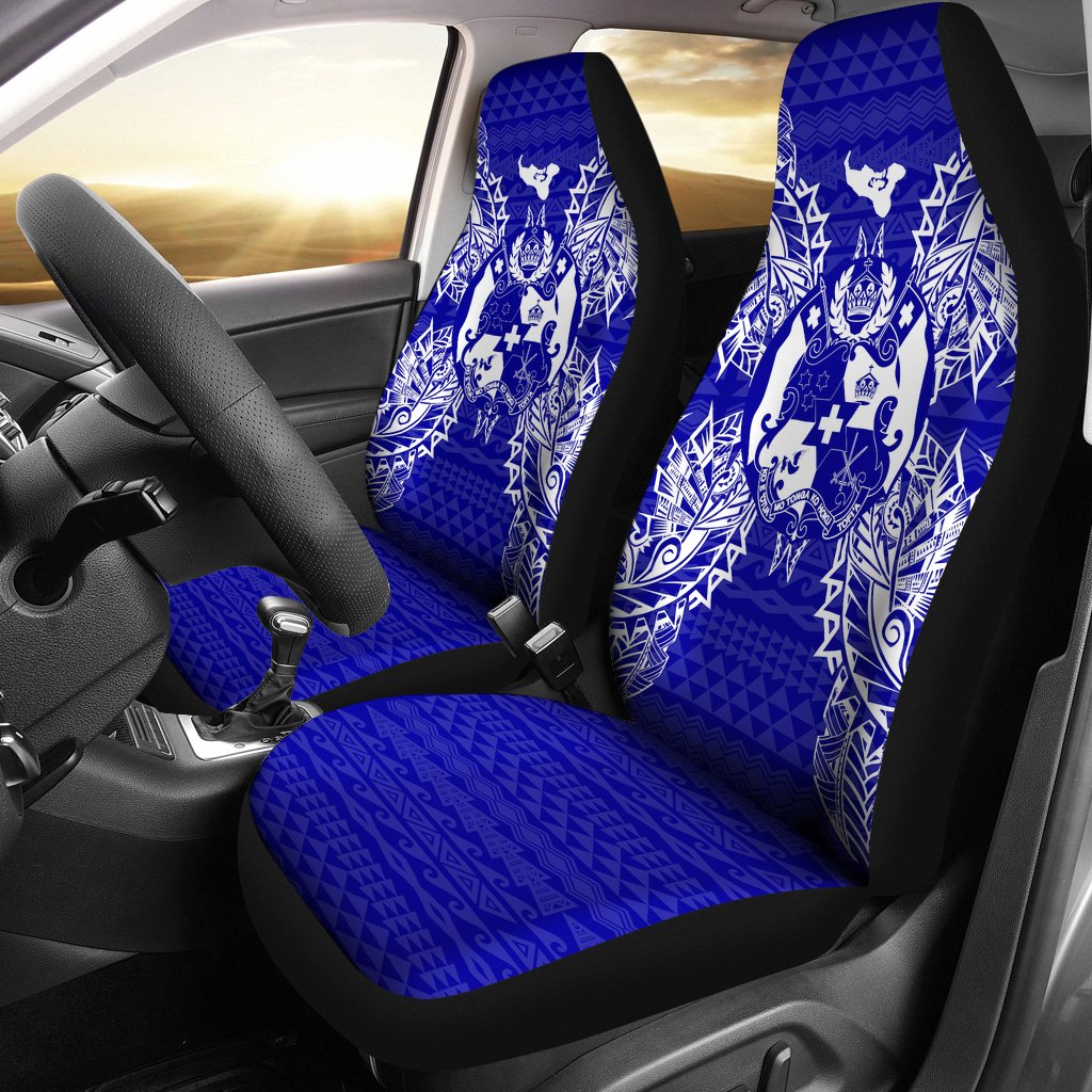 Tonga Car Seat Cover - Tonga Coat Of Arms Map Blue Universal Fit Blue - Polynesian Pride