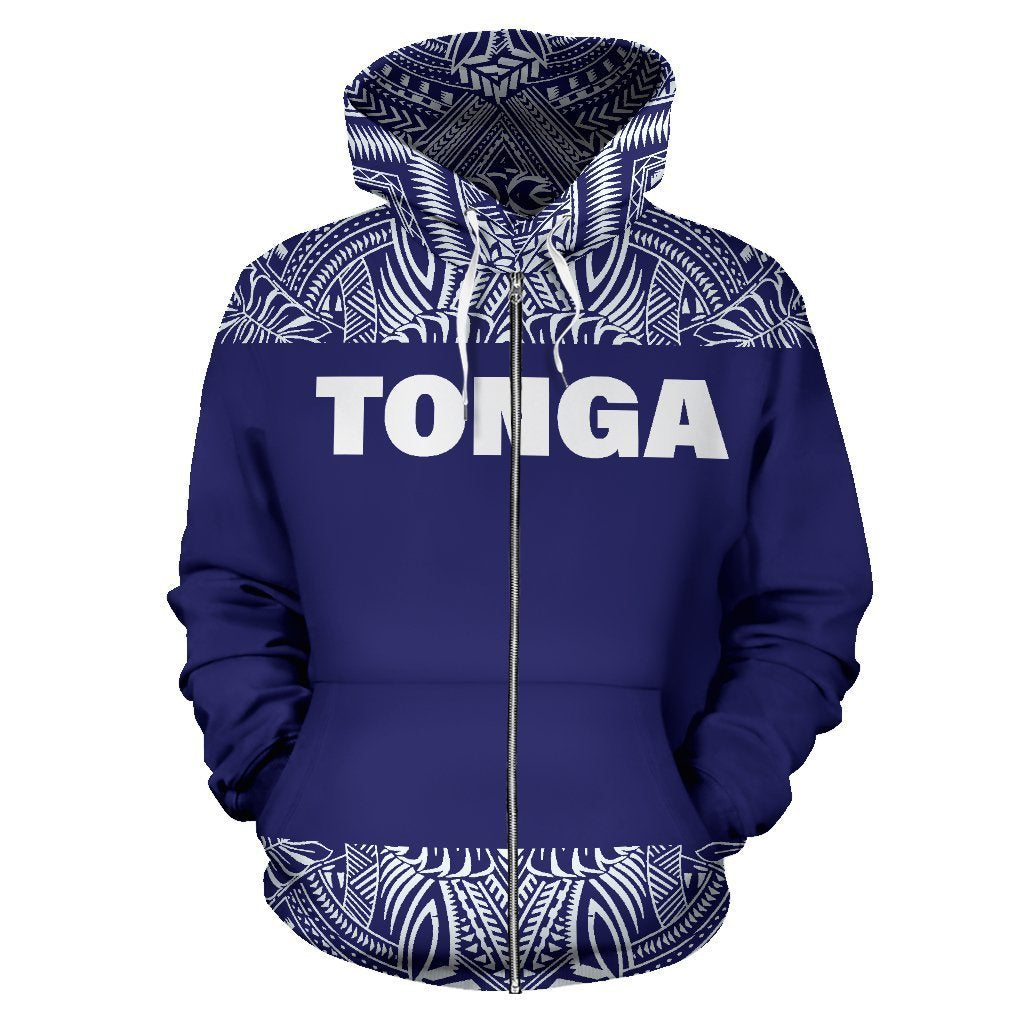 Tonga All Over Zip up Hoodie Polynesian Purple and White - Polynesian Pride