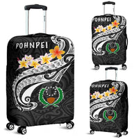 Pohnpei Luggage Covers - Pohnpei Seal Polynesian Patterns Plumeria (Black) - Polynesian Pride