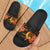 Pohnpei Micronesian Slide Sandals - Gold Plumeria Black - Polynesian Pride
