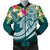 American Samoa Polynesian Men's Bomber Jacket - Summer Plumeria Blue - Polynesian Pride