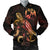 Tonga Polynesian Men's Bomber Jacket - Turtle With Blooming Hibiscus Gold Gold - Polynesian Pride