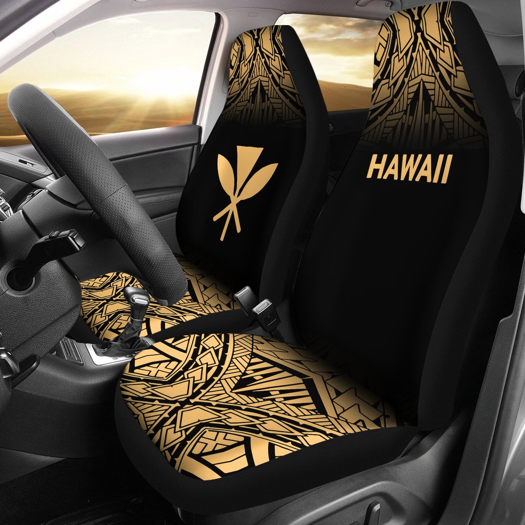 Hawaii Car Seat Covers - Hawaii Kanaka Maoli Polynesian Tattoo Fog Gold Universal Fit Gold - Polynesian Pride