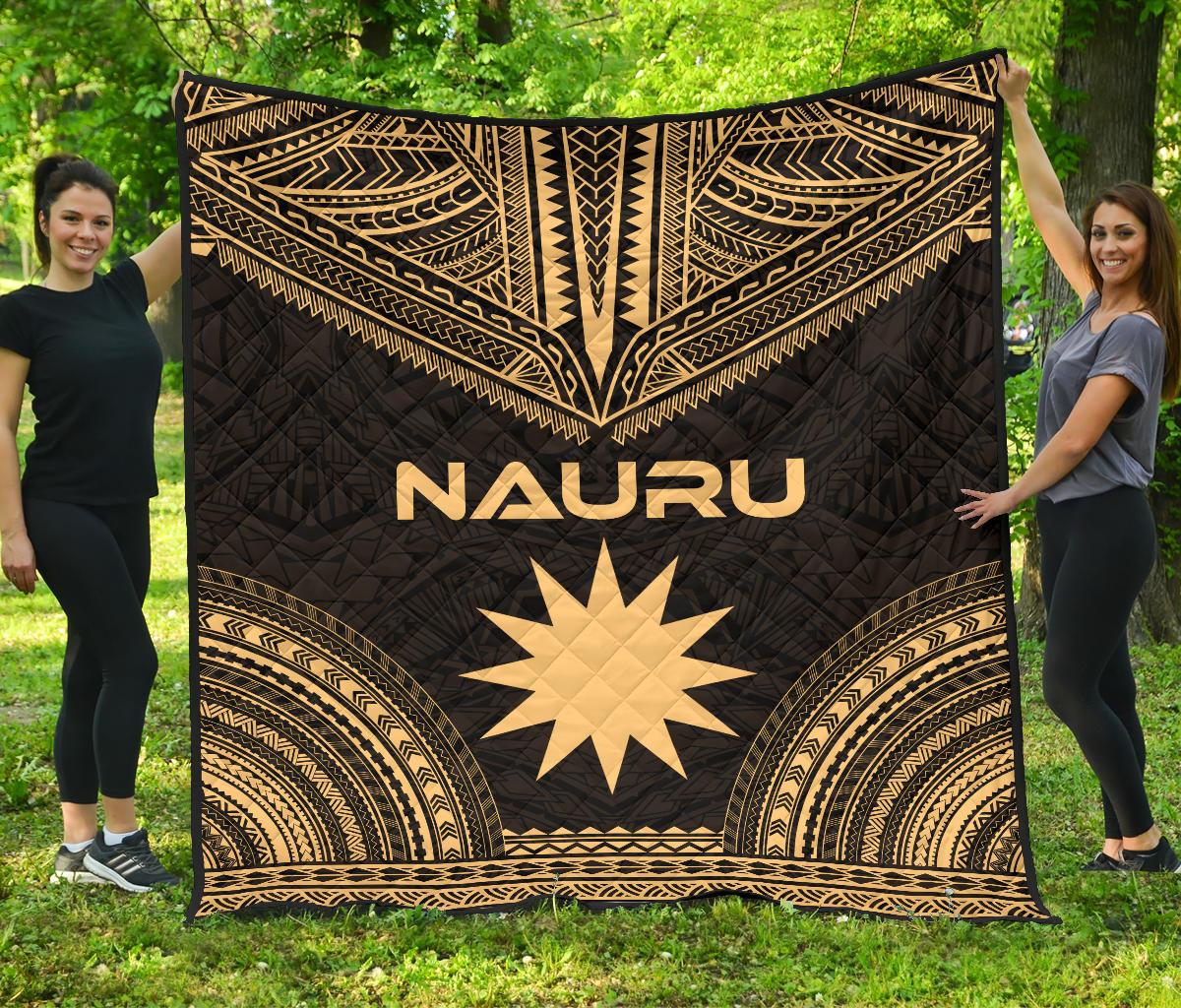 Nauru Premium Quilt - Nauru Flag Polynesian Chief Gold Version Gold - Polynesian Pride