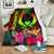 Pohnpei Polynesian Premium Blanket - Hibiscus and Banana Leaves White - Polynesian Pride