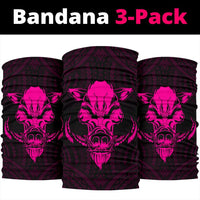 Hawaii Wild Boar Kamapua'a Polynesian Bandana 3-Pack - Pink - Polynesian Pride