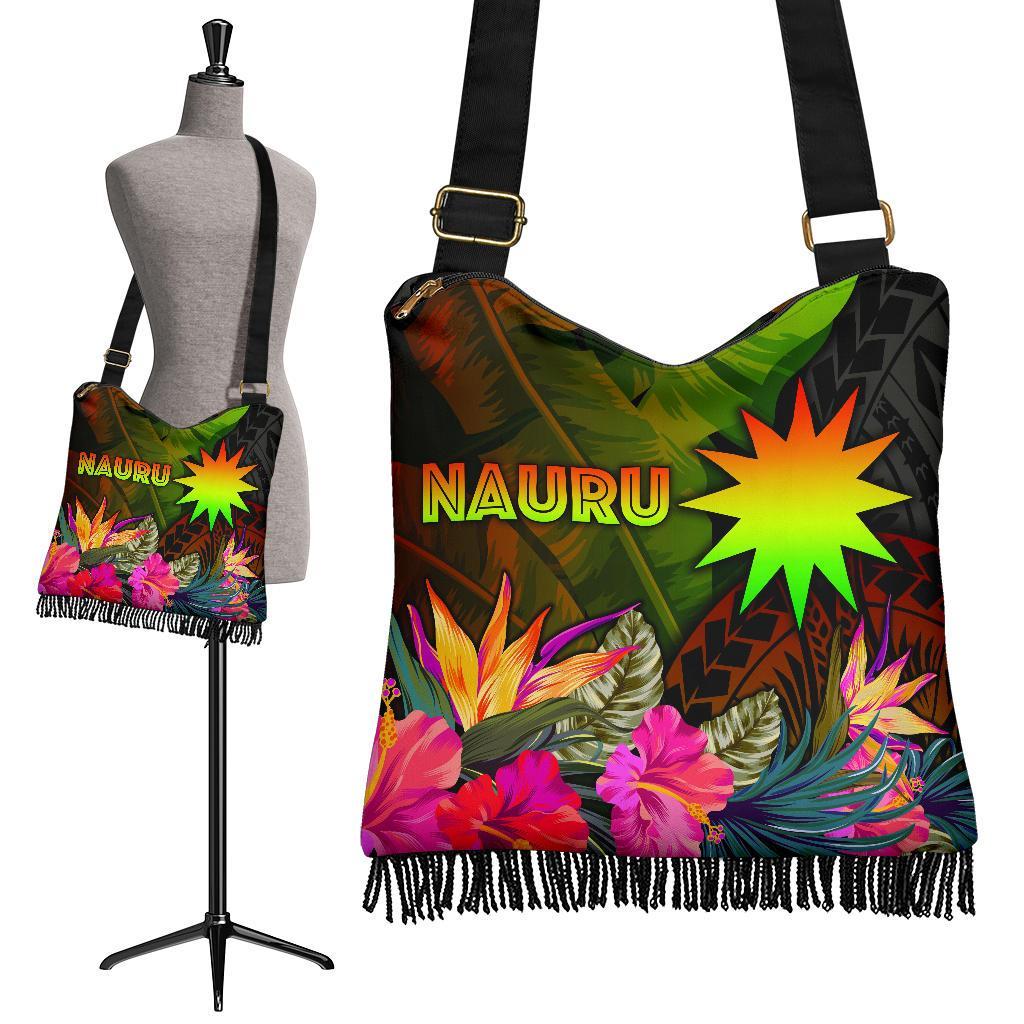 Nauru Polynesian Crossbody Boho Handbag - Hibiscus and Banana Leaves - Polynesian Pride