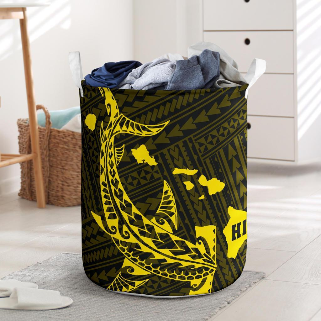 Hawaii Shark Yellow Polynesian Laundry Basket AH Laundry Basket - 1 One Size White - Polynesian Pride