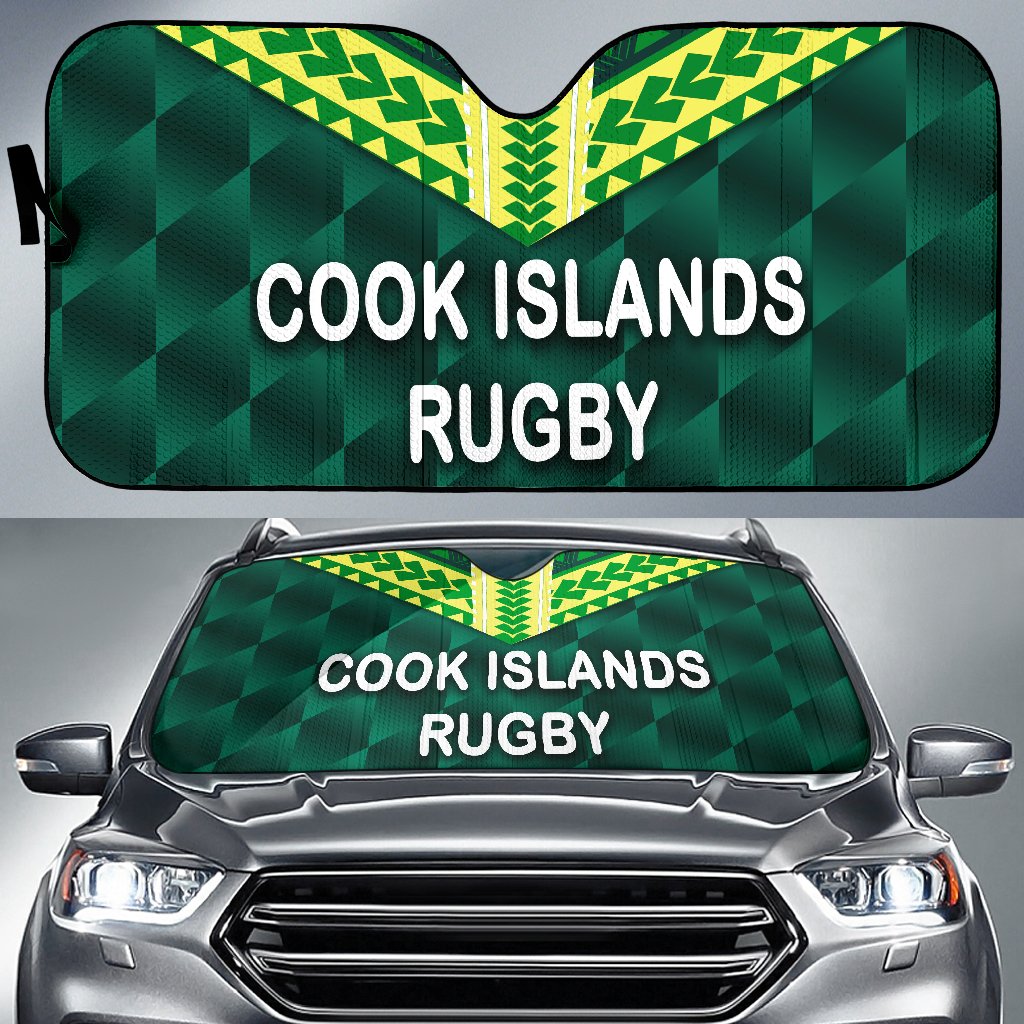 Cook Islands Rugby Auto Sun Shades Auto Sun Shade Universal Fit Green - Polynesian Pride