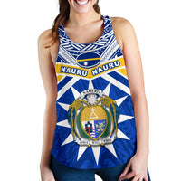 Nauru Rugby Women Racerback Tank Symbol Star Polynesian Blue - Polynesian Pride