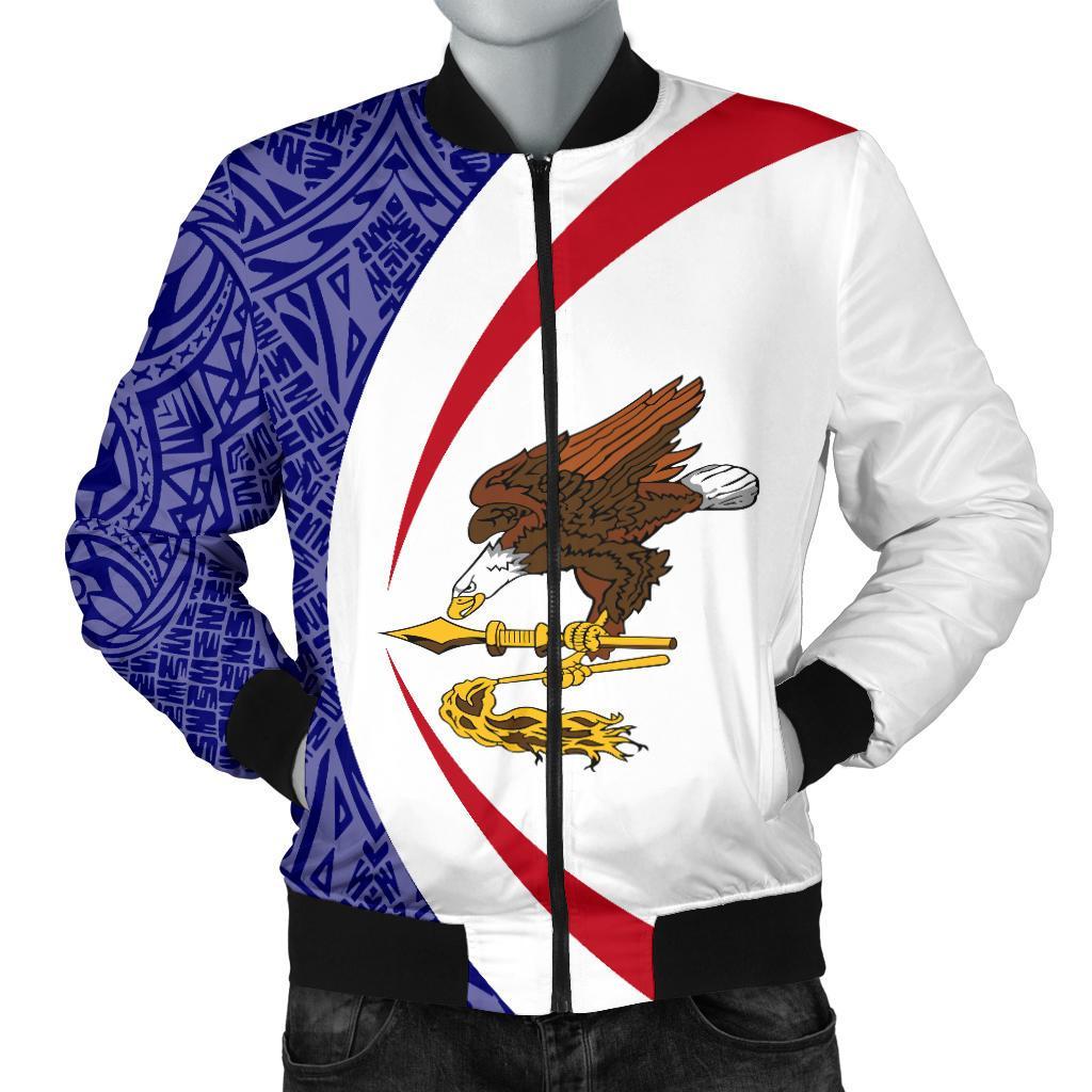 American Samoa Men's Bomber Jacket - Circle Style 01 White - Polynesian Pride