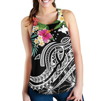 Papua New Guinea Polynesian Women's Racerback Tank - Summer Plumeria (Black) - Polynesian Pride