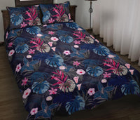 Tropical Palm Tree And Flower Quilt Bed Set - Polynesian Pride
