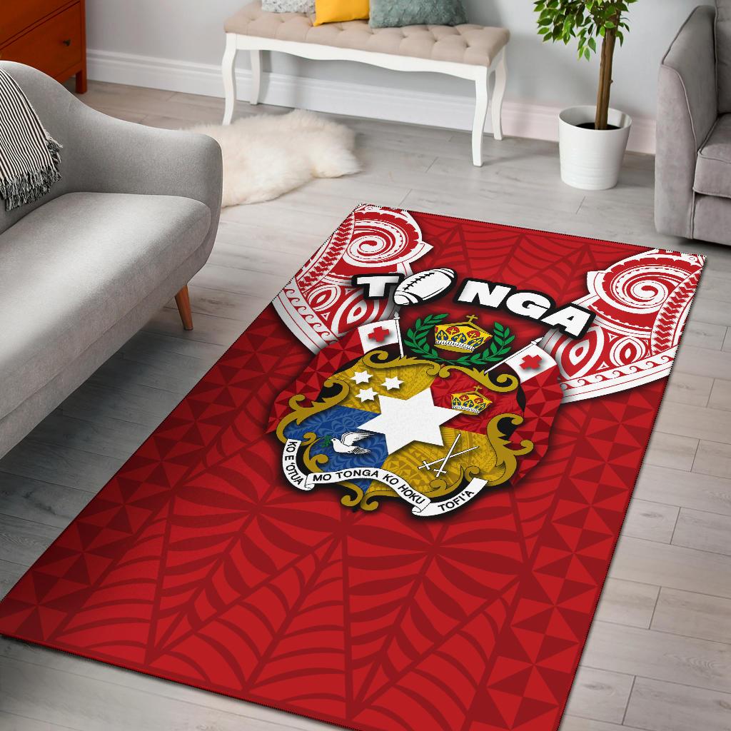 (Custom Personalised) Tonga Rugby Area Rug Royal Style Red - Polynesian Pride