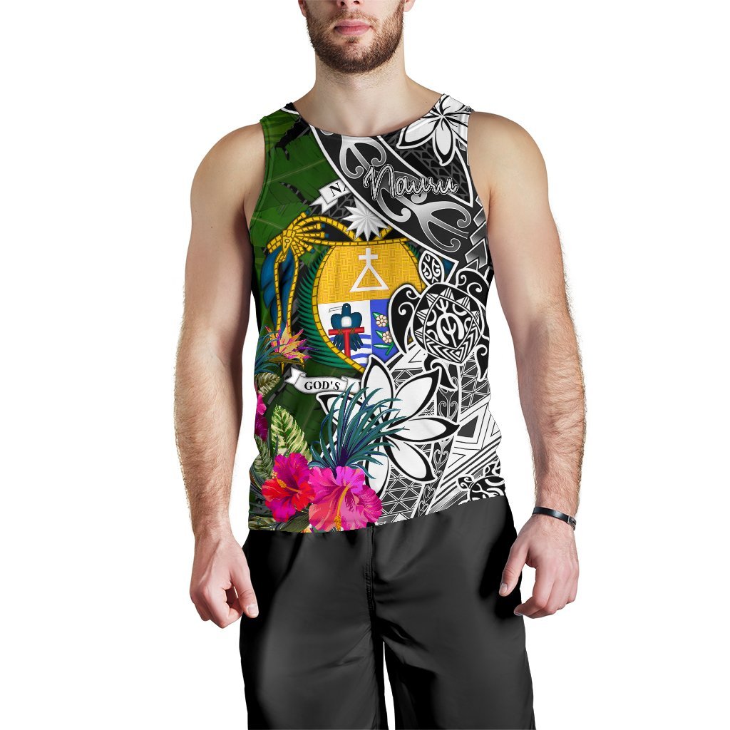 Nauru Men Tank Top - Turtle Plumeria Banana Leaf Crest - Polynesian Pride