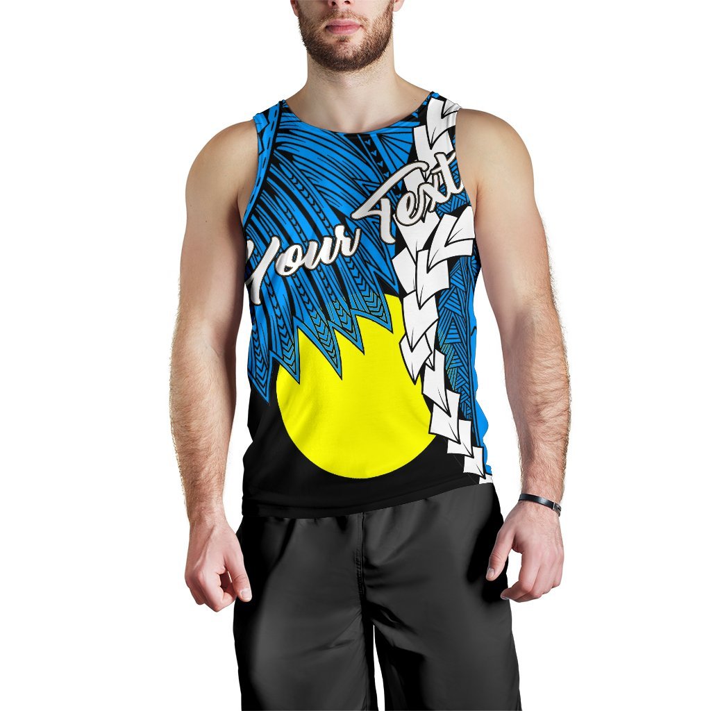 Palau Polynesian Custom Personalised Men's Tank Top - Tribal Wave Tattoo Flag Style - Polynesian Pride