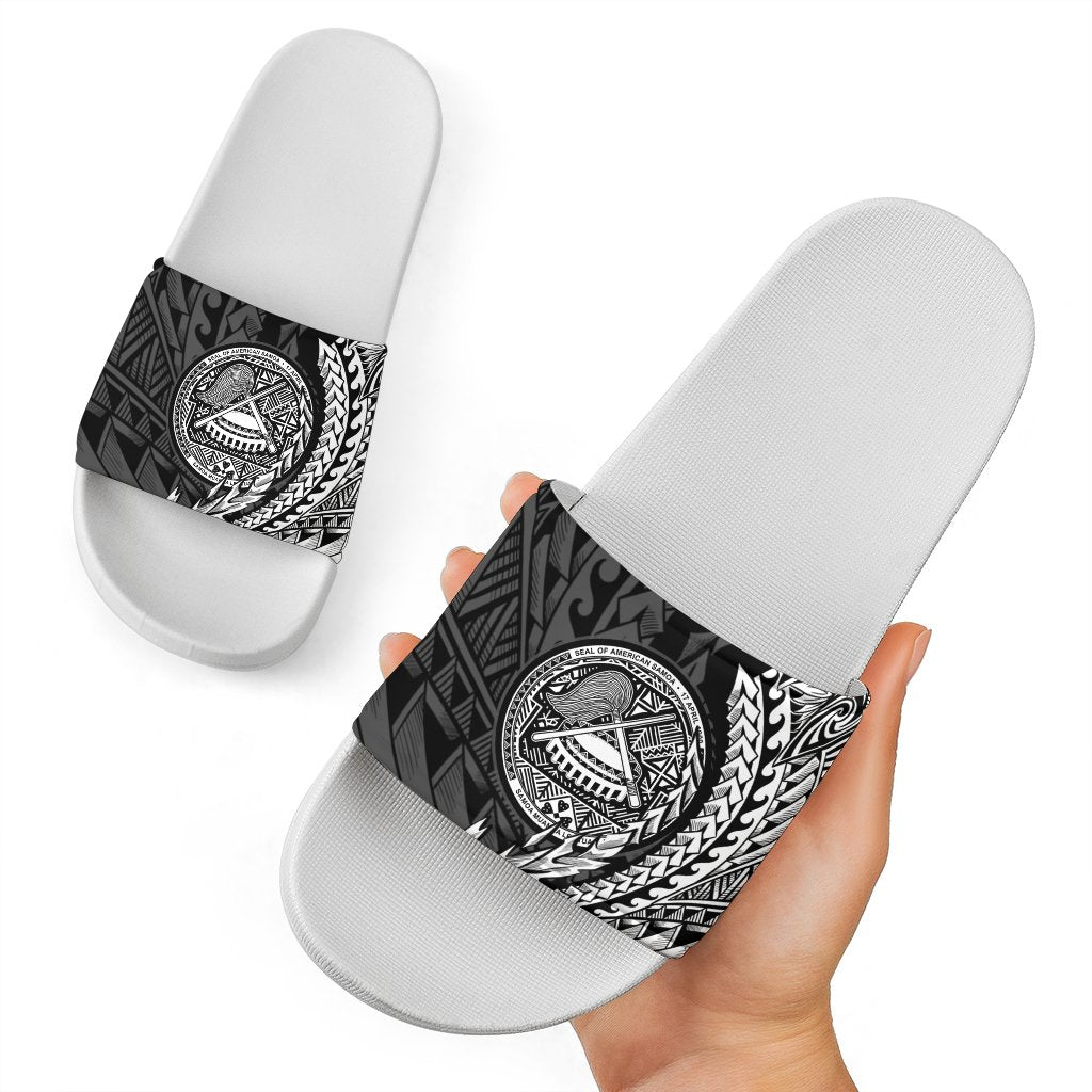 American Samoa Slide Sandals - Wings Style White - Polynesian Pride