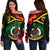 Vanuatu Rugby Women Off Shoulder Sweater Proud Vibes Green - Polynesian Pride