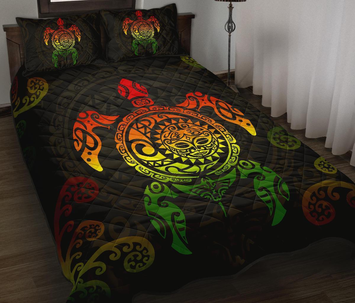Maori Turtle Quilt Bed Set Rasta Rasta - Polynesian Pride