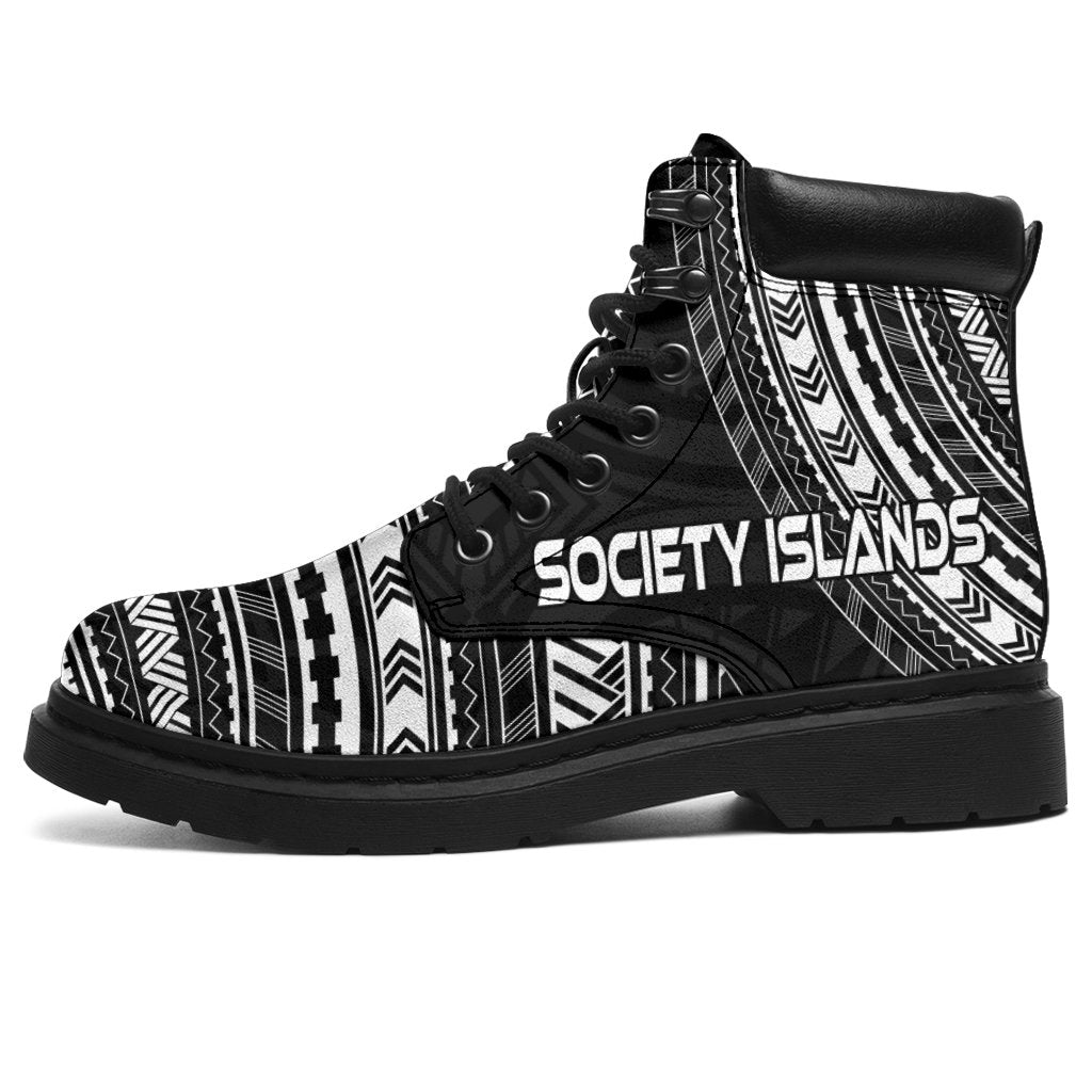Society Islands Leather Boots - Polynesian Black Chief Version Black - Polynesian Pride