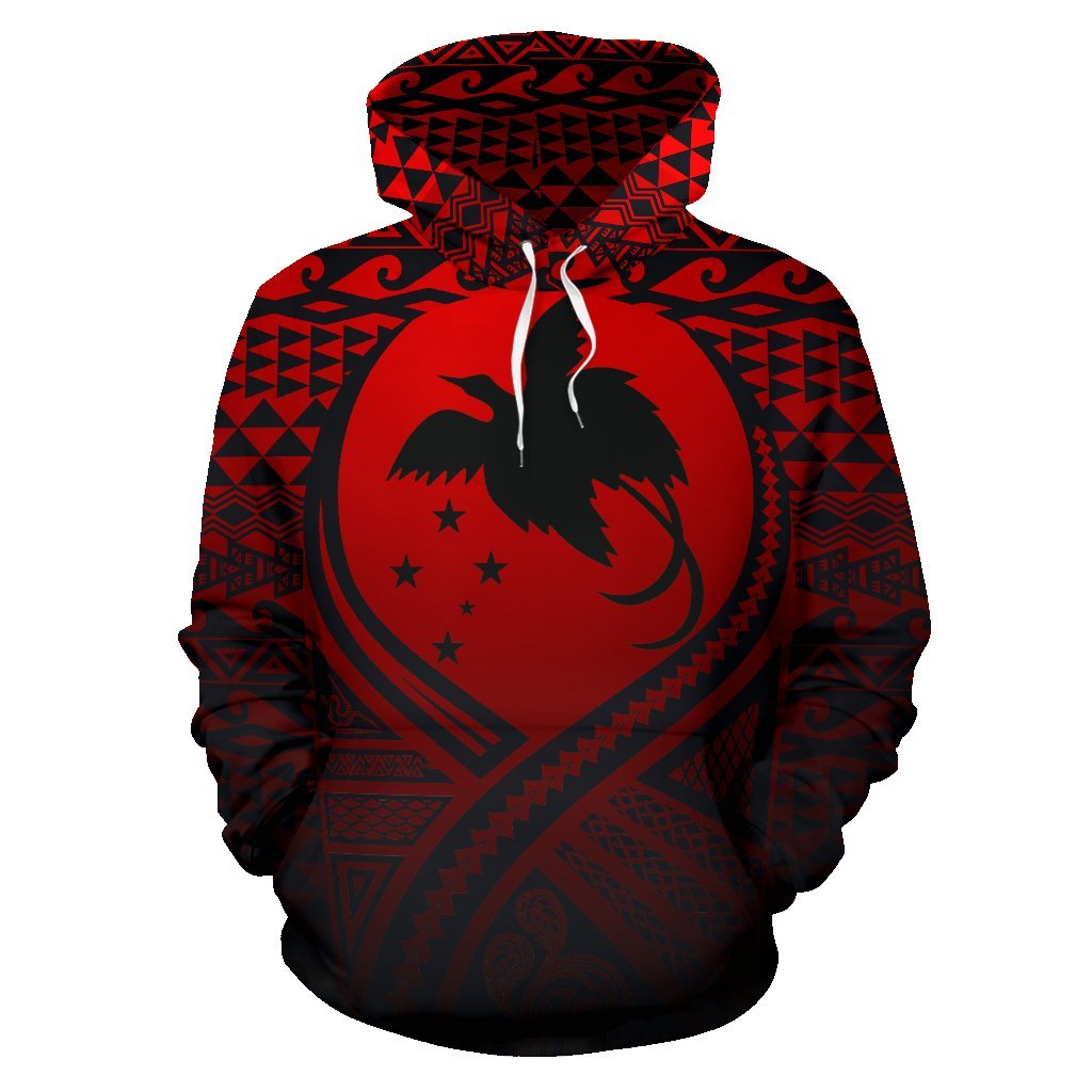 Papua New Guinea All Over Hoodie Lift up Red - Polynesian Pride