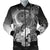 Chuuk Men's Bomber Jacket - Humpback Whale with Tropical Flowers (White) White - Polynesian Pride