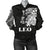 Sun In Leo Zodiac Women Bomber Jacket Polynesian Tattoo Simple - White Black - Polynesian Pride