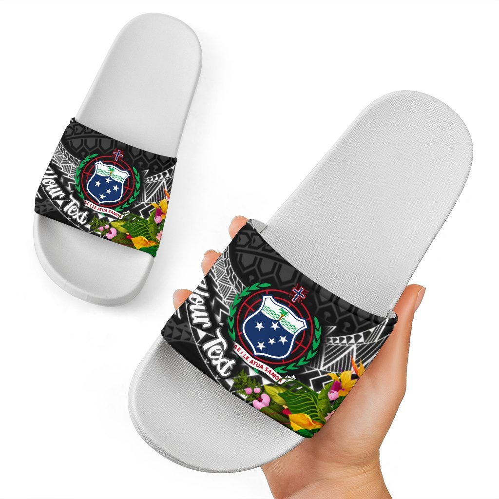 Samoa Slide Sandals - Custom Personalised Seal Spiral Polynesian Patterns White - Polynesian Pride