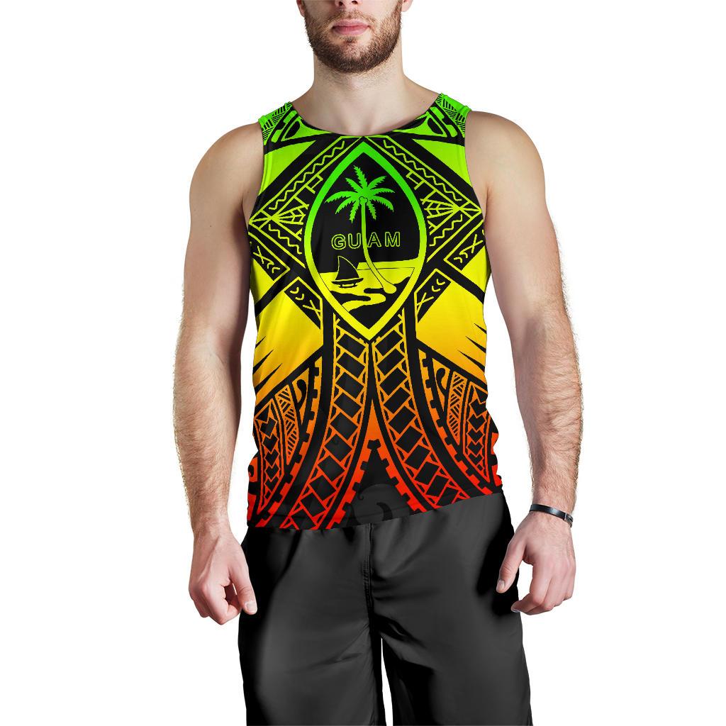 Guam Polynesian Men's Tank Top - Guam Reggae Seal with Polynesian Tattoo - Polynesian Pride