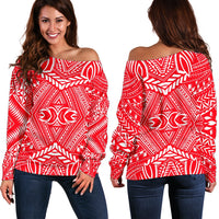 Polynesian Women's Off Shoulder Sweater 32 Red - Polynesian Pride
