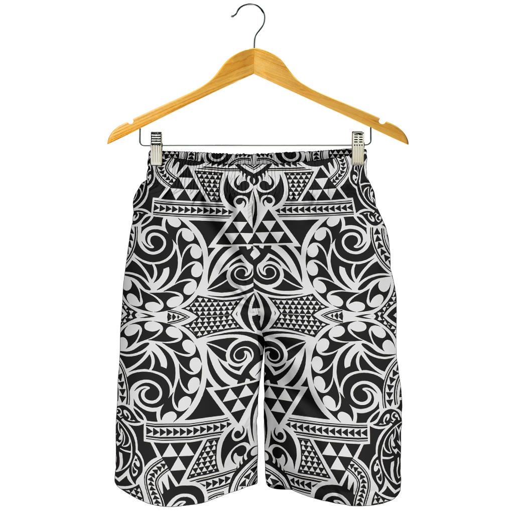 Polynesian Tribal Men's Shorts Black White - Polynesian Pride
