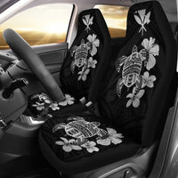 Hawaiian Kanaka Hibiscus Plumeria Mix Polynesian Turtle Car Seat Covers Gray AH - Polynesian Pride