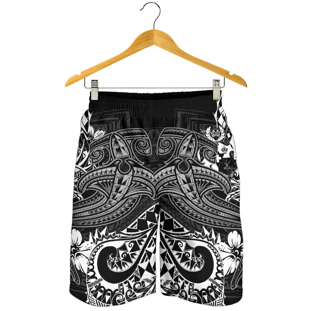 Tonga Men's Shorts - White Shark Polynesian Tattoo - Polynesian Pride