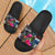 Samoa Slide Sandals - Turtle Floral Black - Polynesian Pride