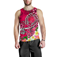 Hawaii Men's Tank Top - Turtle Plumeria Polynesian Tattoo Pink Color - Polynesian Pride