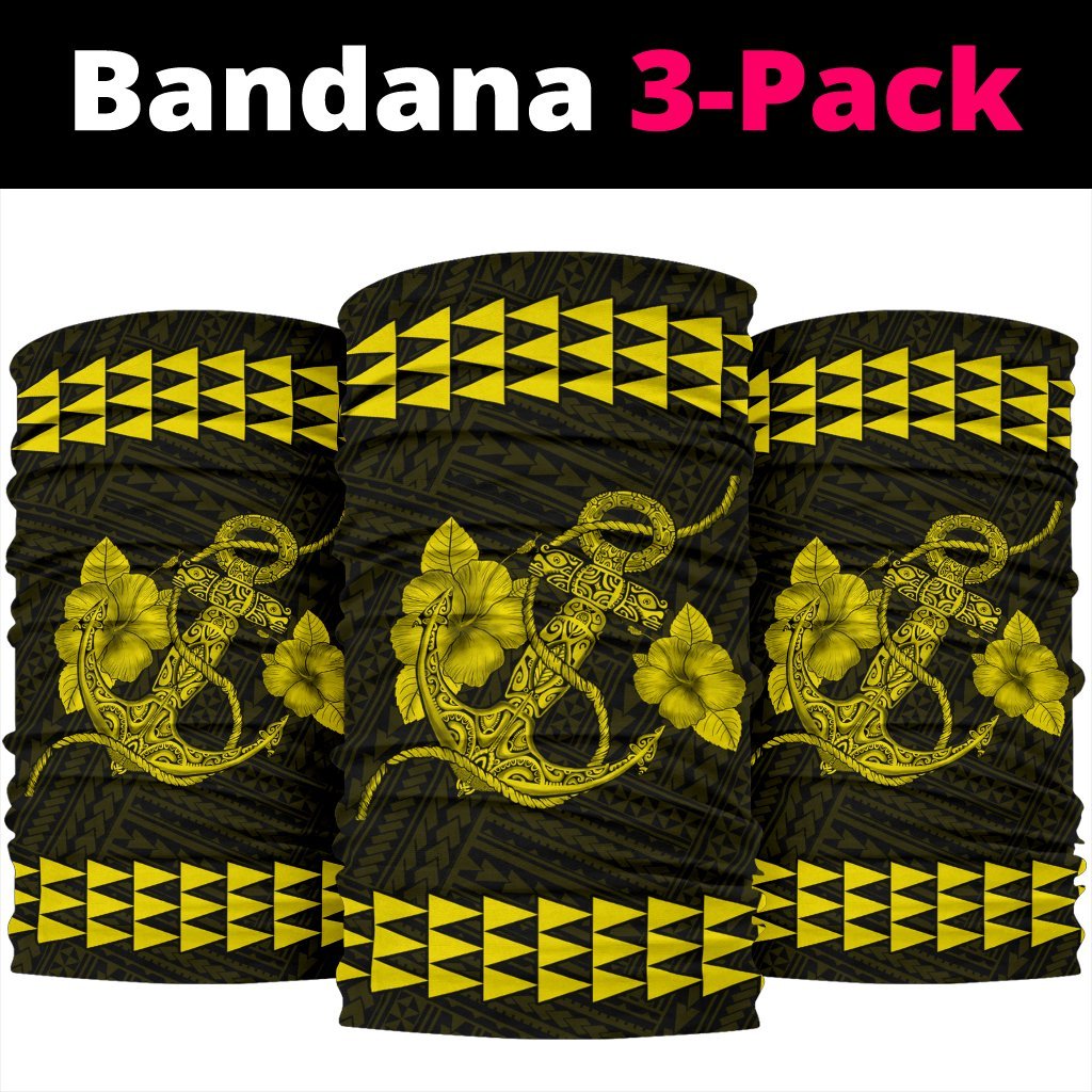 Hawaii Kakau Polynesian Anchor Bandana 3 - Pack - Yellow - Polynesian Pride