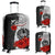 Tahiti Polynesian Luggage Covers - Coat Of Arm With Hibiscus White Black - Polynesian Pride