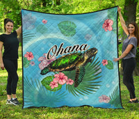 Ohana Turtle Premium Quilt Blue - Polynesian Pride