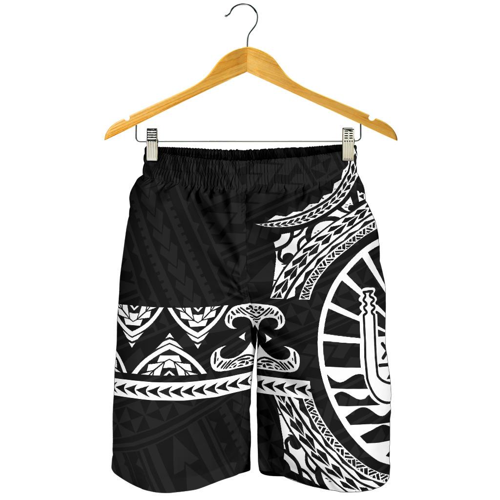 Tahiti Polynesian All Over Print Men's Short - Black Version Black - White - Polynesian Pride