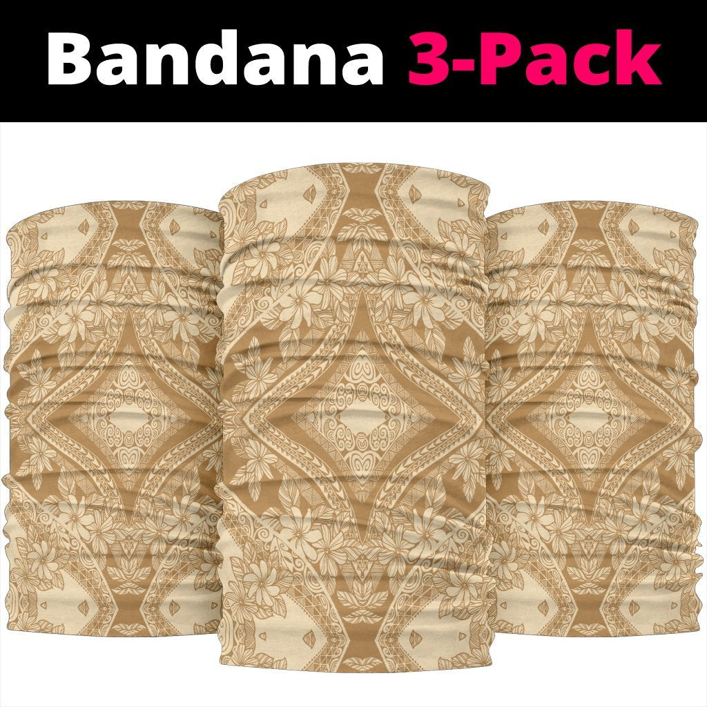 Polynesian Plumeria Mix Gold Bandana 3 - Pack - Polynesian Pride