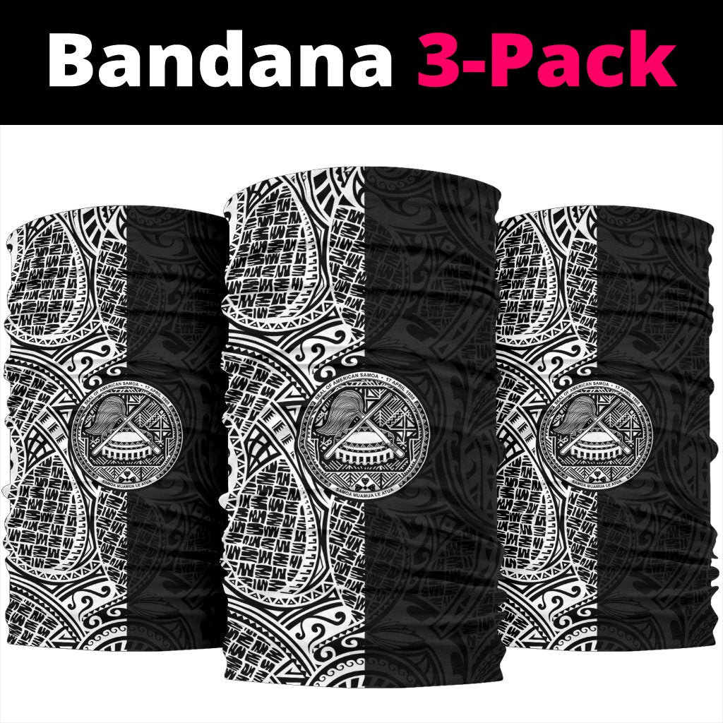 American Samoa Bandana Coat Of Arms Polynesian Half Style One Size Black - Polynesian Pride