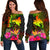 Papua New Guinea Polynesian Women's Off Shoulder Sweater - Hibiscus and Banana Leaves Art - Polynesian Pride