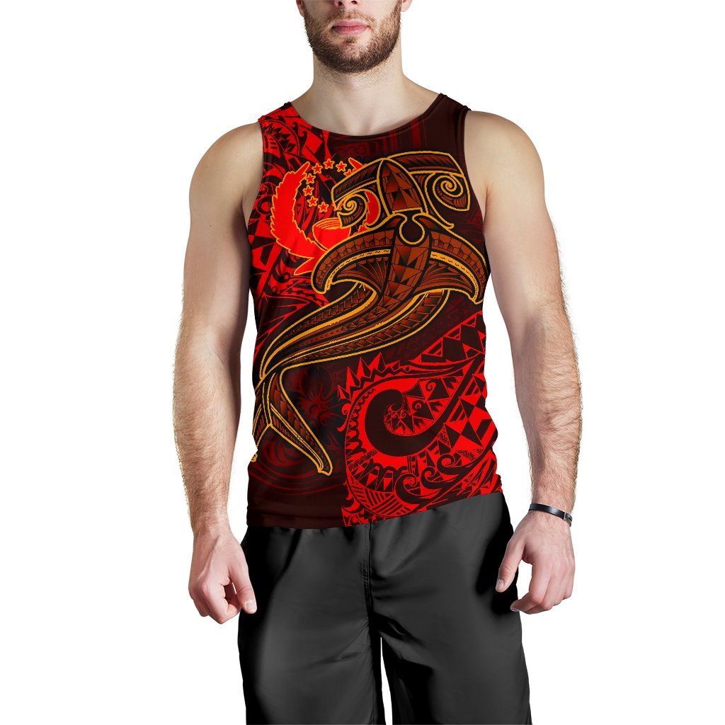 Pohnpei Men's Tank Top - Red Shark Polynesian Tattoo - Polynesian Pride