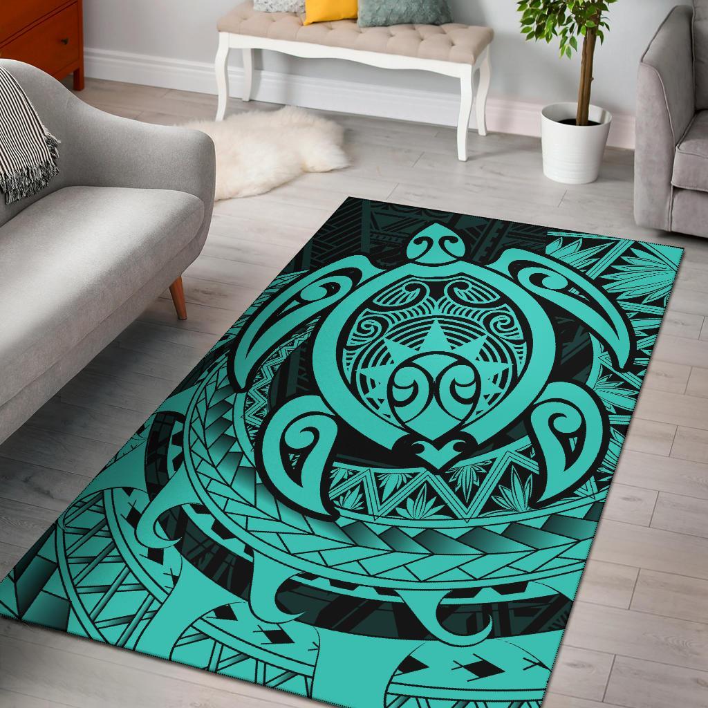 Hawaii Polynesian Turtle Rug - Turquoise Turquoise - Polynesian Pride