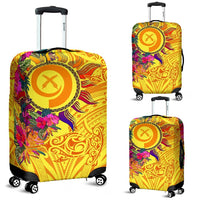 Polynesian Luggage Covers - Vanuatu Symbols With Hibiscus - Polynesian Pride