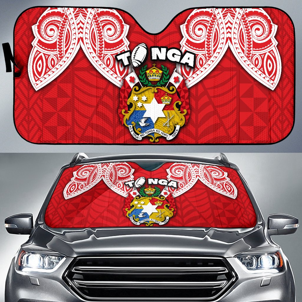 Tonga Rugby Auto Sun Shades Royal Style Auto Sun Shade Universal Fit Red - Polynesian Pride