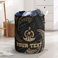 Vanuatu Polynesian Custom Personalised Laundry Basket - Gold Tribal Wave One Style One Size Black - Polynesian Pride