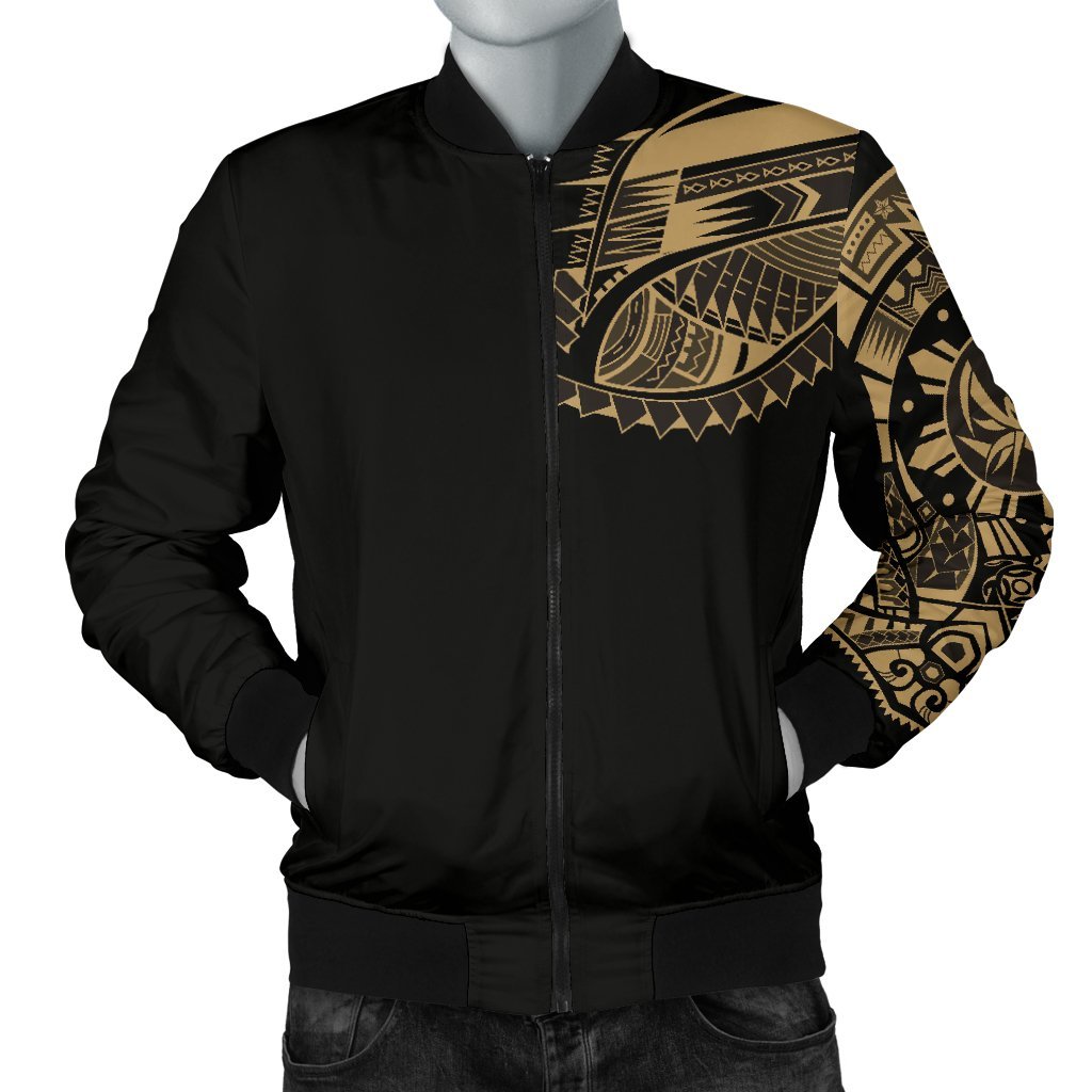 Polynesian Chest Tattoo Men's Bomber Jacket Black - Polynesian Pride