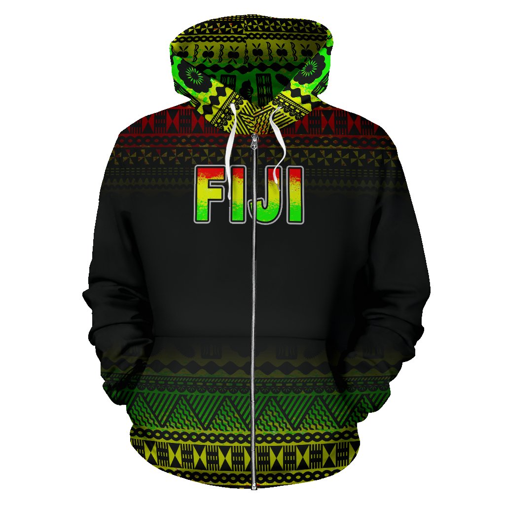 Fiji Polynesian Zip up Hoodie Reggae Frog - Polynesian Pride